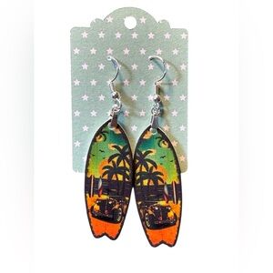 Tropical Surfboard Retro Car Multicolor Dangle Pierced Earrings New